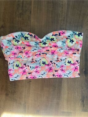 NWT PINK Victoria's Secret Neon Pink & Coral Floral Bandeau